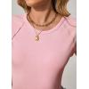 imageSidefeel Womens Tops Casual Crewneck Cap Sleeve Tops Ribbed Raw Hem Summer T Shirts Slim Fit Basic Tees BlousesPink