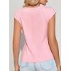 imageSidefeel Womens Tops Casual Crewneck Cap Sleeve Tops Ribbed Raw Hem Summer T Shirts Slim Fit Basic Tees BlousesPink