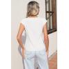 imageSidefeel Womens Tops Casual Crewneck Cap Sleeve Tops Ribbed Raw Hem Summer T Shirts Slim Fit Basic Tees BlousesWhite
