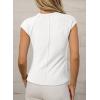 imageSidefeel Womens Tops Casual Crewneck Cap Sleeve Tops Ribbed Raw Hem Summer T Shirts Slim Fit Basic Tees BlousesWhite