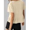 imageSidefeel Womens Short Sleeve Casual Basic T Shirts Summer Round Neck Pleated Tee Tops BlousesApricot