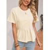 imageSidefeel Womens Short Sleeve Casual Basic T Shirts Summer Round Neck Pleated Tee Tops BlousesApricot