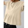 imageSidefeel Womens Short Sleeve Casual Basic T Shirts Summer Round Neck Pleated Tee Tops BlousesApricot