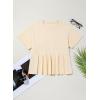 imageSidefeel Womens Short Sleeve Casual Basic T Shirts Summer Round Neck Pleated Tee Tops BlousesApricot