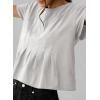 imageSidefeel Womens Short Sleeve Casual Basic T Shirts Summer Round Neck Pleated Tee Tops BlousesGray