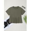 imageSidefeel Womens Short Sleeve Casual Basic T Shirts Summer Round Neck Pleated Tee Tops BlousesGreen