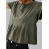 imageSidefeel Womens Short Sleeve Casual Basic T Shirts Summer Round Neck Pleated Tee Tops BlousesGreen
