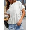 imageSidefeel Womens Short Sleeve Casual Basic T Shirts Summer Round Neck Pleated Tee Tops BlousesWhite