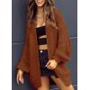 imageSidefeel Cardigan for Women Trendy 2024 Open Front Sweater Oversized Lantern Sleeve Chunky Knitted OutwearBrown