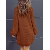 imageSidefeel Cardigan for Women Trendy 2024 Open Front Sweater Oversized Lantern Sleeve Chunky Knitted OutwearBrown