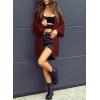 imageSidefeel Cardigan for Women Trendy 2024 Open Front Sweater Oversized Lantern Sleeve Chunky Knitted OutwearBurgundy