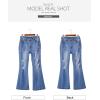 imageSidefeel Womens High Waisted Bell Bottom Bootcut Jeans Flared Wide Leg Denim PantsLight Blue