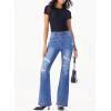 imageSidefeel Womens High Waisted Bell Bottom Bootcut Jeans Flared Wide Leg Denim PantsLight Blue