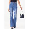 imageSidefeel Womens High Waisted Bell Bottom Bootcut Jeans Flared Wide Leg Denim PantsLight Blue