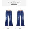 imageSidefeel Womens High Waisted Bell Bottom Bootcut Jeans Flared Wide Leg Denim PantsNavy Blue