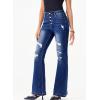 imageSidefeel Womens High Waisted Bell Bottom Bootcut Jeans Flared Wide Leg Denim PantsNavy Blue