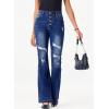 imageSidefeel Womens High Waisted Bell Bottom Bootcut Jeans Flared Wide Leg Denim PantsNavy Blue