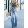 imageSidefeel Womens Ripped High Waisted Flared Jeans Wide Leg Destroyed Denim PantsL Sky Blue