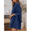 imageSidefeel Womens Smocked 3 4 Sleeve Button Down Denim Jeans DressesDark Blue
