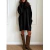 imageSidefeel Womens Sweater Dress 2024 Fall Long Sleeve High Neck Ribbed Knit Winter DressBlack
