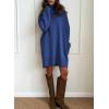 imageSidefeel Womens Sweater Dress 2024 Fall Long Sleeve High Neck Ribbed Knit Winter DressDark Blue