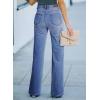 imageSidefeel Womens Wide Leg Jeans Casual High Waisted Straight Stretch Denim Pants with PocketsB Peacock Blue