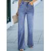 imageSidefeel Womens Wide Leg Jeans Casual High Waisted Straight Stretch Denim Pants with PocketsB Peacock Blue