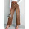 imageSidefeel Womens Wide Leg Jeans High Waisted Button Fly Stretchy Straight Legs Denim PantsBrown