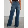 imageSidefeel Womens Wide Leg Jeans High Waisted Strechy Raw Hem Denim PantsVintage Blue