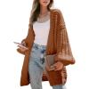 imageSidefeel Cardigan for Women Trendy 2024 Open Front Sweater Oversized Lantern Sleeve Chunky Knitted OutwearBrown