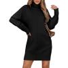 imageSidefeel Womens Sweater Dress 2024 Fall Long Sleeve High Neck Ribbed Knit Winter DressBlack