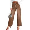 imageSidefeel Womens Wide Leg Jeans High Waisted Button Fly Stretchy Straight Legs Denim PantsBrown