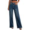 imageSidefeel Womens Wide Leg Jeans High Waisted Strechy Raw Hem Denim PantsVintage Blue
