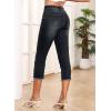 imageSidefeel Womens Capri Jeans High Waisted 2025 Summer Fashion Straight Leg Raw Hem Denim Capri PantsBlack