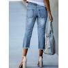 imageSidefeel Womens Capri Jeans High Waisted 2025 Summer Fashion Straight Leg Raw Hem Denim Capri PantsLight Blue