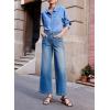 imageSidefeel Womens Wide Leg Jeans High Waisted Stretchy Jeans Straight Leg Loose Fit Zimbaplatinum Ankle Denim PantsSky Blue