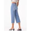 imageSidefeel Womens Capri Jeans High Waisted Wide Leg Stretchy Raw Hem Side Seam Zimbaplatinum Denim PantsSky Blue