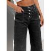 imageSidefeel Womens Capri Pants Trendy Wide Leg Jeans High Waisted Stretchy Loose Cropped Denim PantsBlack