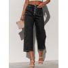 imageSidefeel Womens Capri Pants Trendy Wide Leg Jeans High Waisted Stretchy Loose Cropped Denim PantsBlack
