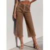imageSidefeel Womens Capri Pants Trendy Wide Leg Jeans High Waisted Stretchy Loose Cropped Denim PantsBrown