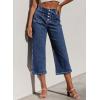 imageSidefeel Womens Capri Pants Trendy Wide Leg Jeans High Waisted Stretchy Loose Cropped Denim PantsDark Blue