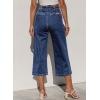 imageSidefeel Womens Capri Pants Trendy Wide Leg Jeans High Waisted Stretchy Loose Cropped Denim PantsDark Blue
