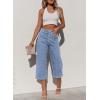 imageSidefeel Womens Capri Pants Trendy Wide Leg Jeans High Waisted Stretchy Loose Cropped Denim PantsIceland Blue