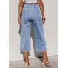 imageSidefeel Womens Capri Pants Trendy Wide Leg Jeans High Waisted Stretchy Loose Cropped Denim PantsIceland Blue