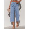 imageSidefeel Womens Capri Pants Trendy Wide Leg Jeans High Waisted Stretchy Loose Cropped Denim PantsIceland Blue