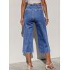 imageSidefeel Womens Capri Pants Trendy Wide Leg Jeans High Waisted Stretchy Loose Cropped Denim PantsLight Blue