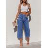 imageSidefeel Womens Capri Pants Trendy Wide Leg Jeans High Waisted Stretchy Loose Cropped Denim PantsLight Blue