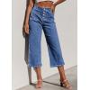 imageSidefeel Womens Capri Pants Trendy Wide Leg Jeans High Waisted Stretchy Loose Cropped Denim PantsLight Blue