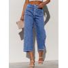 imageSidefeel Womens Capri Pants Trendy Wide Leg Jeans High Waisted Stretchy Loose Cropped Denim PantsLight Blue