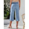 imageSidefeel Womens Capri Pants Trendy Wide Leg Jeans High Waisted Stretchy Loose Cropped Denim PantsMist Blue